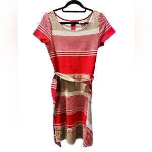 Anthropologie Lilka Sorella Orange Striped Short Sleeve Cotton Dress Size Medium